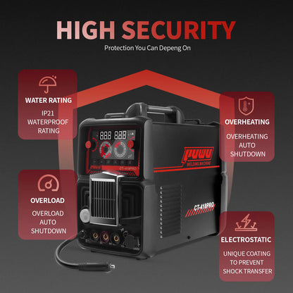 PUWU CT-418PRO 5-in-1 Plasma Cutter & Welder - Versatile Aluminum Welding Machine with Dual Voltage, LED Display, and Complete Accessories