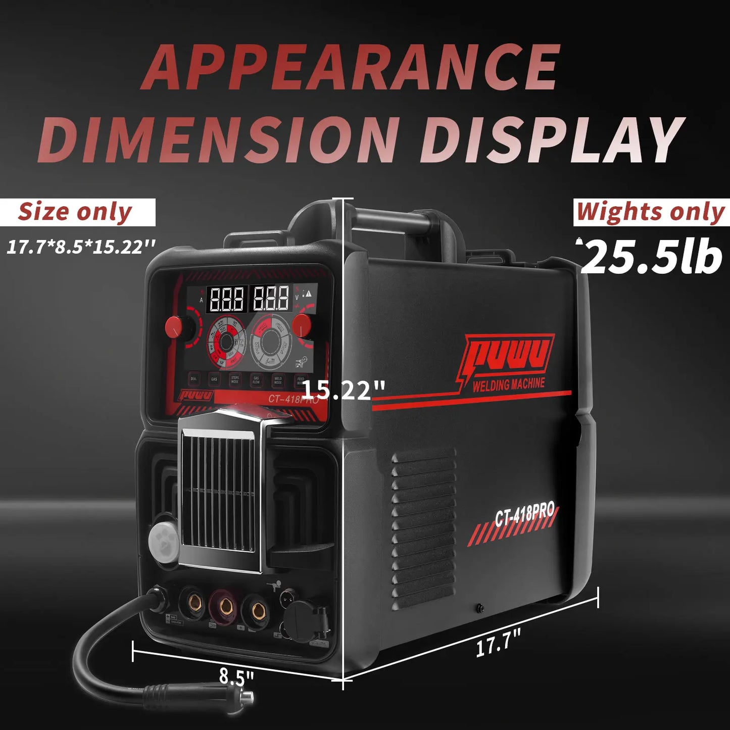 PUWU CT-418PRO 5-in-1 Plasma Cutter & Welder - Versatile Aluminum Welding Machine with Dual Voltage, LED Display, and Complete Accessories