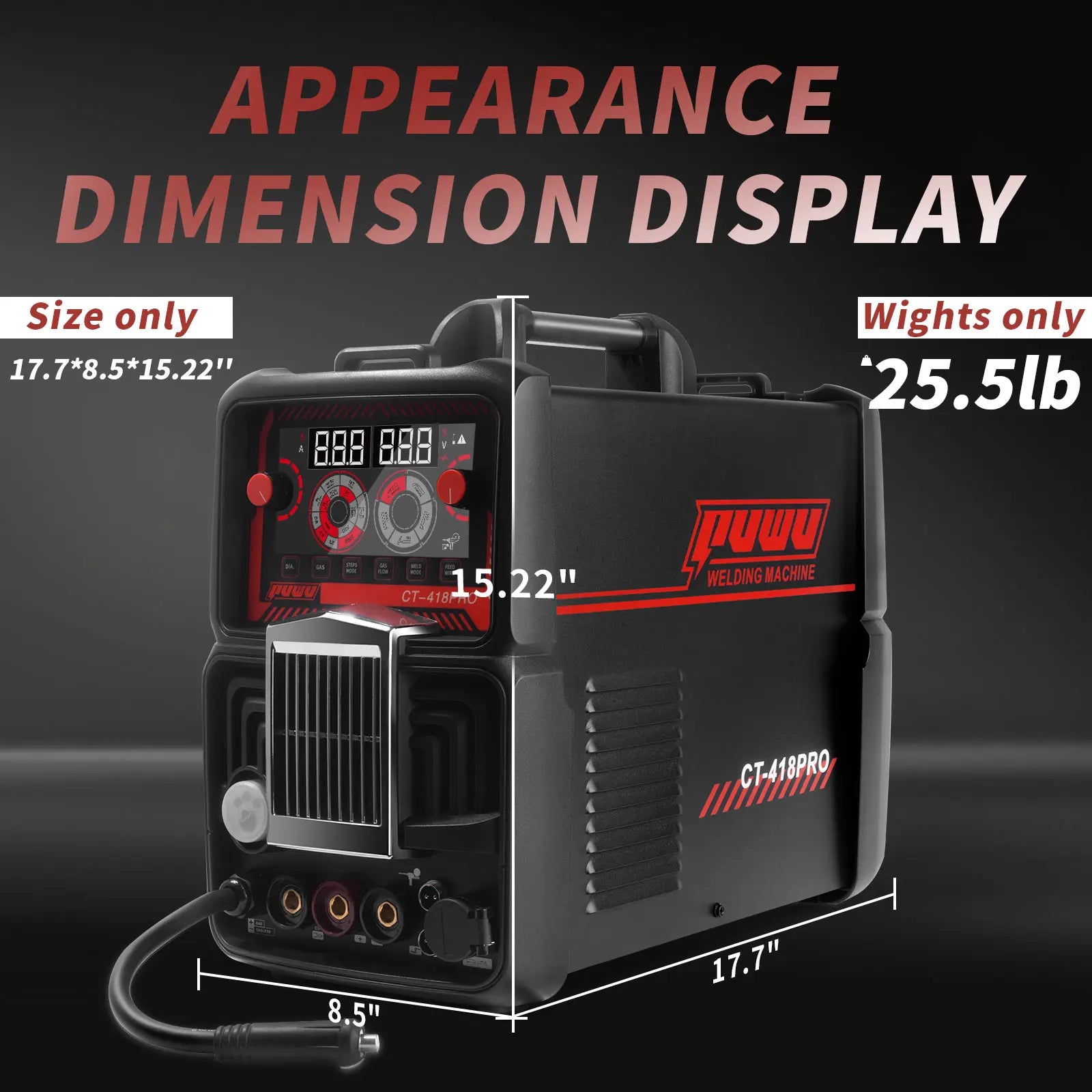 PUWU CT-418PRO 5-in-1 Plasma Cutter & Welder - Versatile Aluminum Welding Machine with Dual Voltage, LED Display, and Complete Accessories
